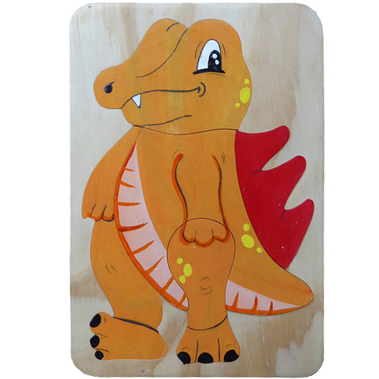 Wood Puzzle - Orange Dinosaur